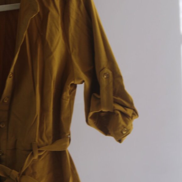 Women's Iris Bloom Gold Mini Button Down Dress Size Medium - Picture 4 of 8